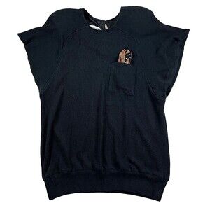 Vintage 80s Tunic Sweater  Women's Size M  Gemini II  Blue Shoulder Pads Pocket